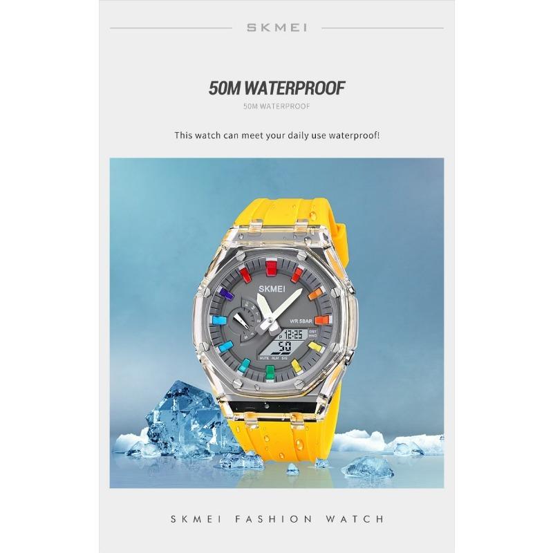 Skmei 2100 уличные мужские цифровые часы с цветным светодиодным дисплеем, водонепроницаемые ударопрочные мужские наручные часы