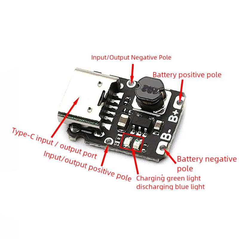 Плата зарядного устройства Li-ion Type-C TP4057 A Ток зарядки Защита от перезаряда С контролем температуры