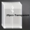 20 Pcs Envelopes With Cord Buckle,Super Thick A4 Size Plastic Folder With Extended Angle Braces,Reusable Clear Envelopes