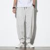 Spring Summer Striped Harem Pants Mens Breathable Cotton Linen Pencil Pants Buckle Casual Bloomers Fashion Trousers