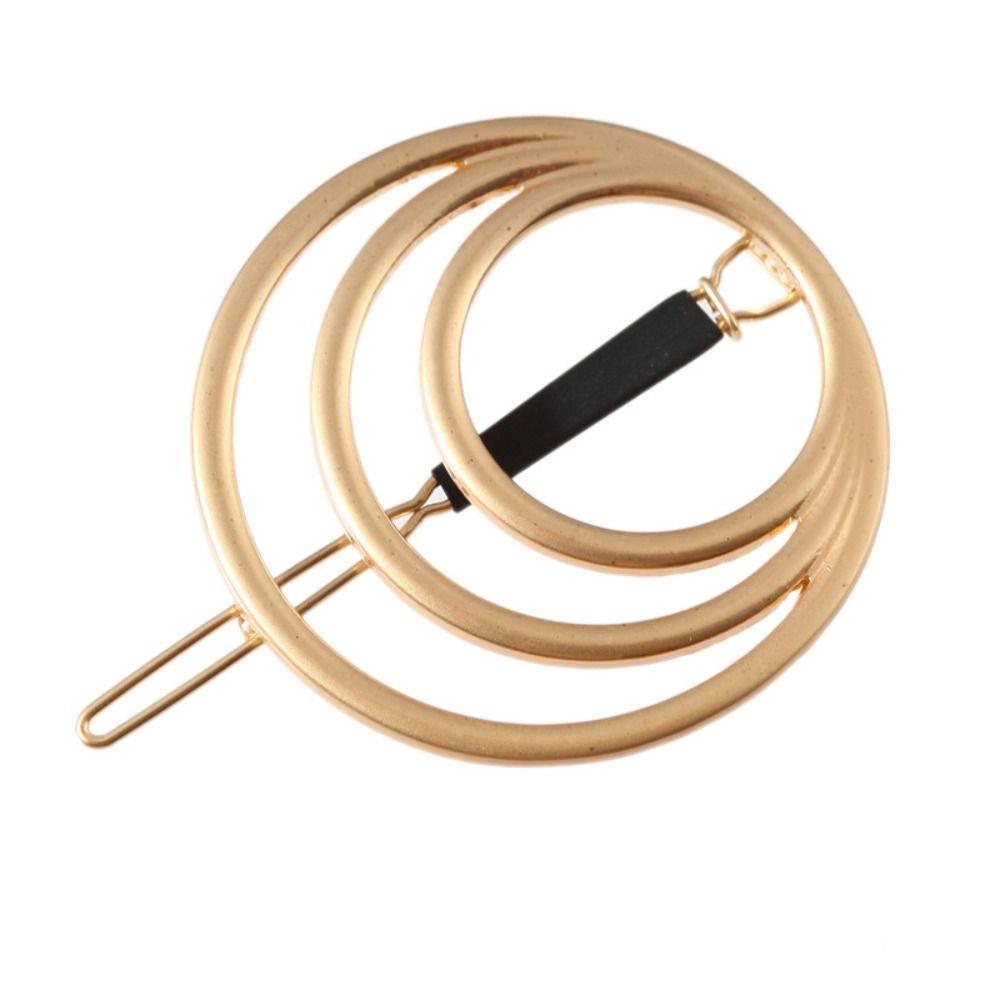 Gold Metal Hair Clips Silver Geometric Hairpin Fashion Round Barrettes Girls