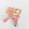 Epoxy Resin English Alphabet Keychain Heart-Shaped Sequins Butterflies Tassel Alphabet Keyring Initial Lettering Key Chain Mug Accessory