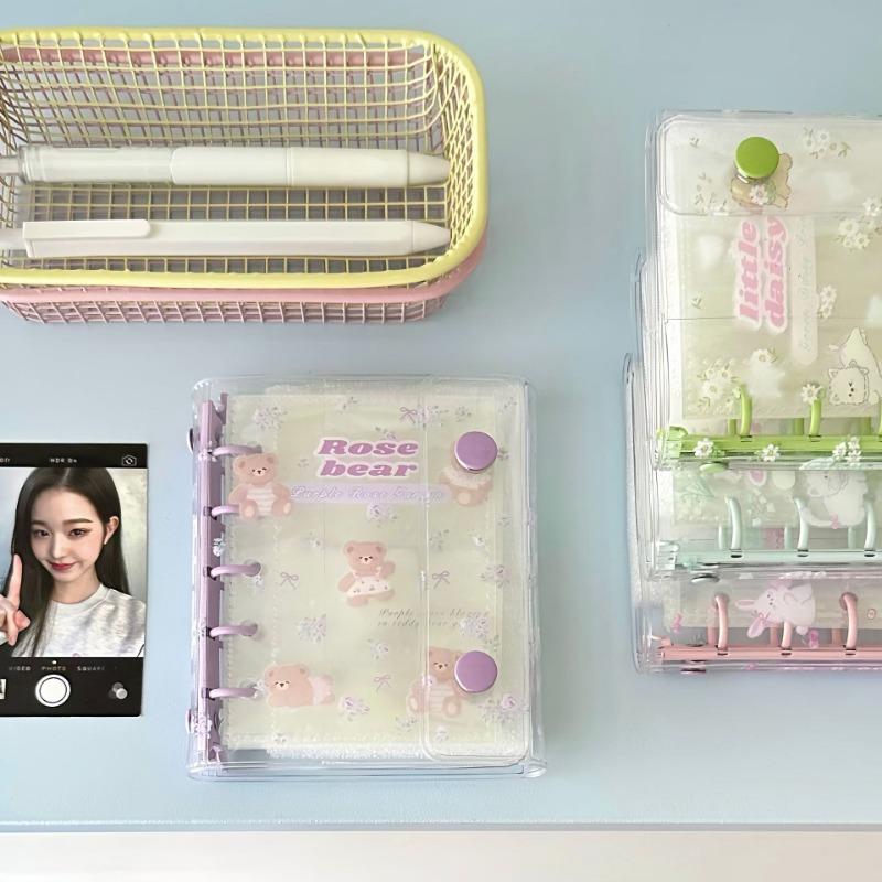 M5 Cute Double Buckle Transparent Pvc Binder Album For Photocard Sticker Storage