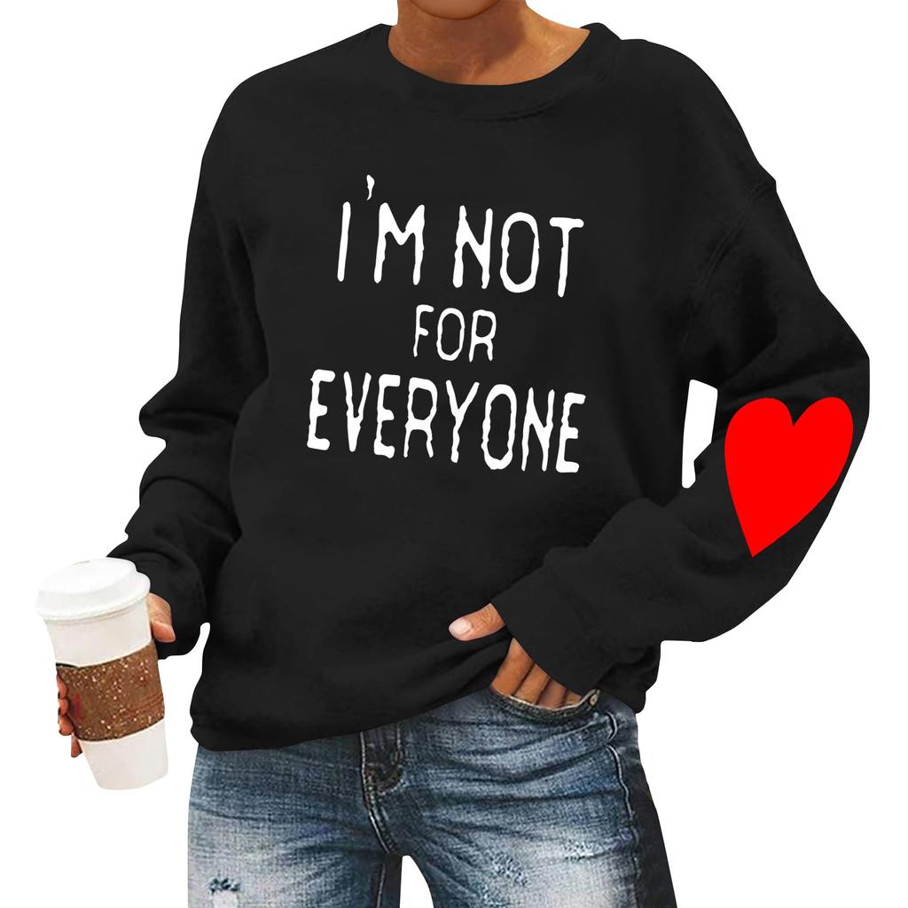 Женская повседневная мода ко Дню святого Валентина с принтом, длинным рукавом, круглым вырезом, толстовки, пуловеры, топы