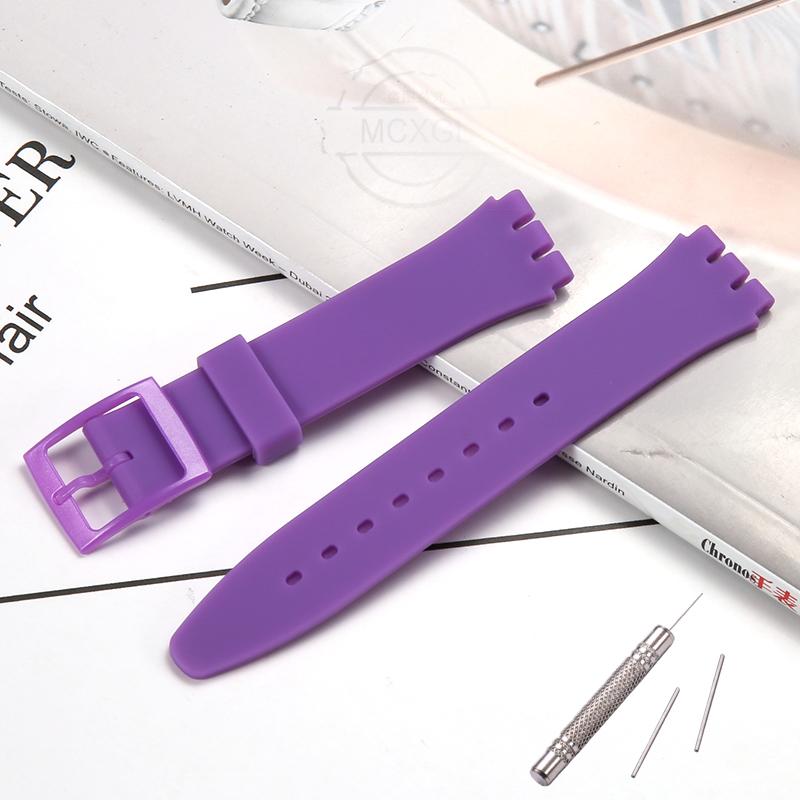 Силиконовый Ремешок Для Часов Swatch 17мм 19мм 20мм Пряжка-Штырек Водонепроницаемый Браслет Наручный Аксессуары Для Часов