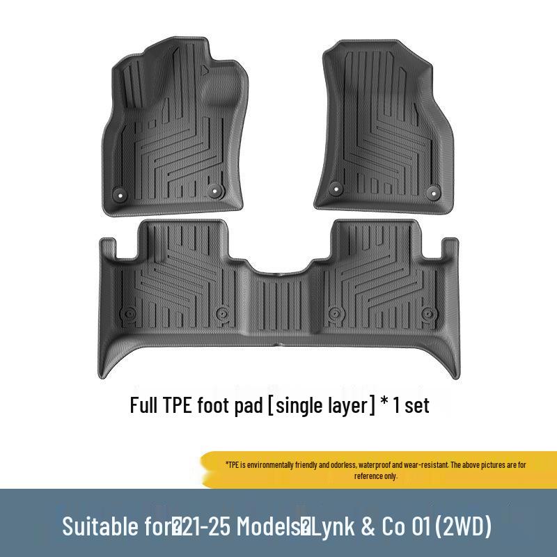 Durable TPE Floor & Trunk Mats for 21-25 Lynk & Co 01 Two-Wheel Drive, includes Backrest Mat