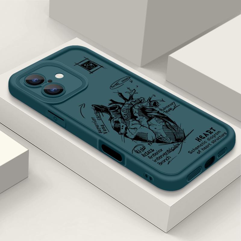 Матовый чехол из ТПУ с рисунком в виде сердца для iPhone 16 Pro Max 15 Pro 14 13 12 11 XS XR 8 7, защита линз, противоударный мягкий силиконовый чехол для телефона