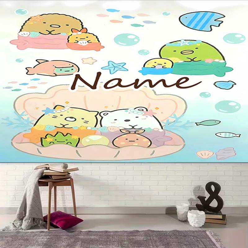 Personalized Sumikko Gurashi Background Tapestry,Custom Name Birthday Party,Multifunctional Wall Decoration for Home Decor,Various Occasions