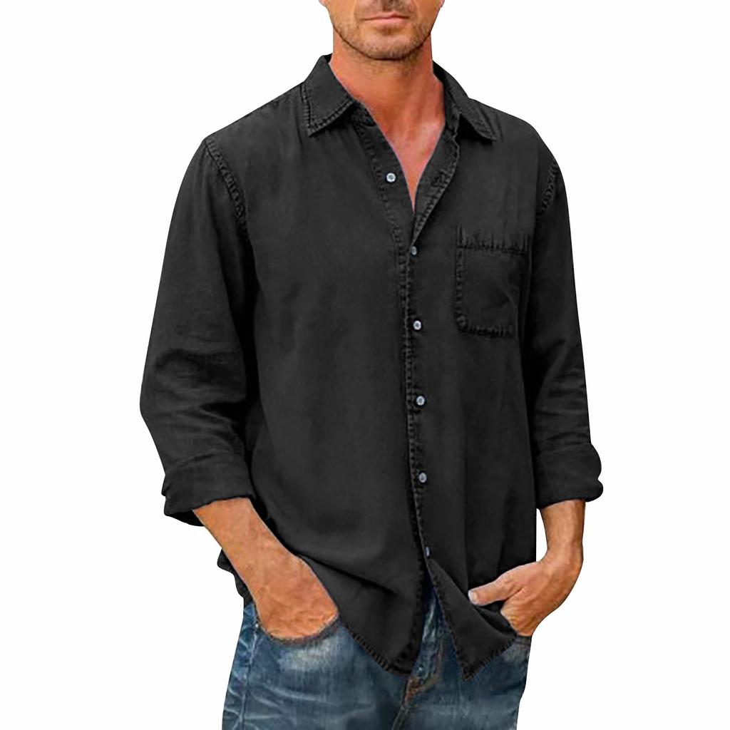 Дизайнерские весенне-летние мужские повседневные хлопковые льняные рубашки с длинным рукавом, свободные рубашки