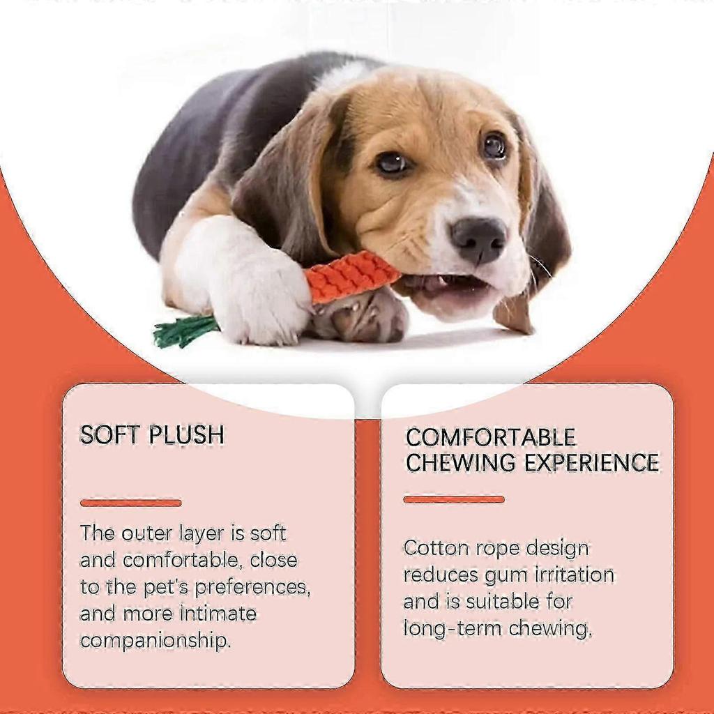 Cotton Rope Carrot Toy, 1pcs Durable Chewable Pet Teething Toy for Healthy Teeth & Gums