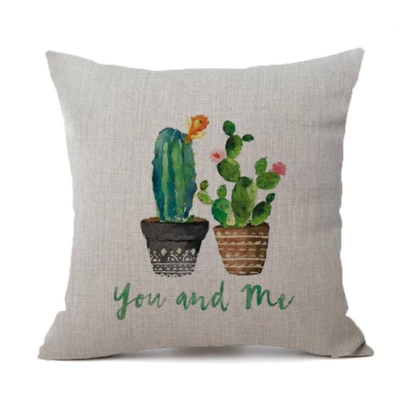 Tropical Plants Cactus Pillow Case Linen Decorative Pillowcases Tropical Cactus Throw Pillow Case Kussensloop Almohada Zt275