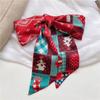 Ribbon Headband Christmas Silk Scarf Printed New Year Scarf Retro Long Scarf  Women