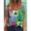 Women Summer T Shirt Graffiti Flowers Print Short Sleeve Tees Casual Printed Tops