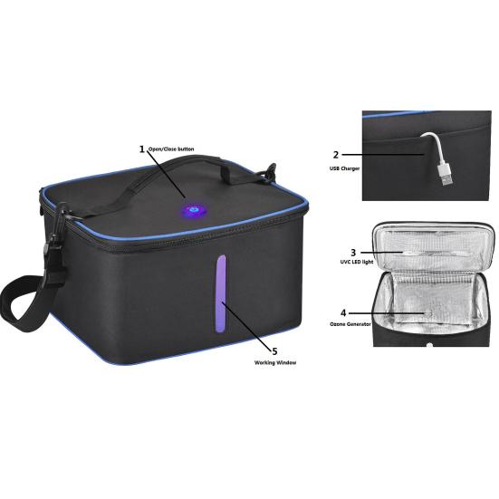 Стерилизационный пакет USB-перезаряжаемый портативный большого размера 10-минутный цикл дезинфекции Управление одним нажатием