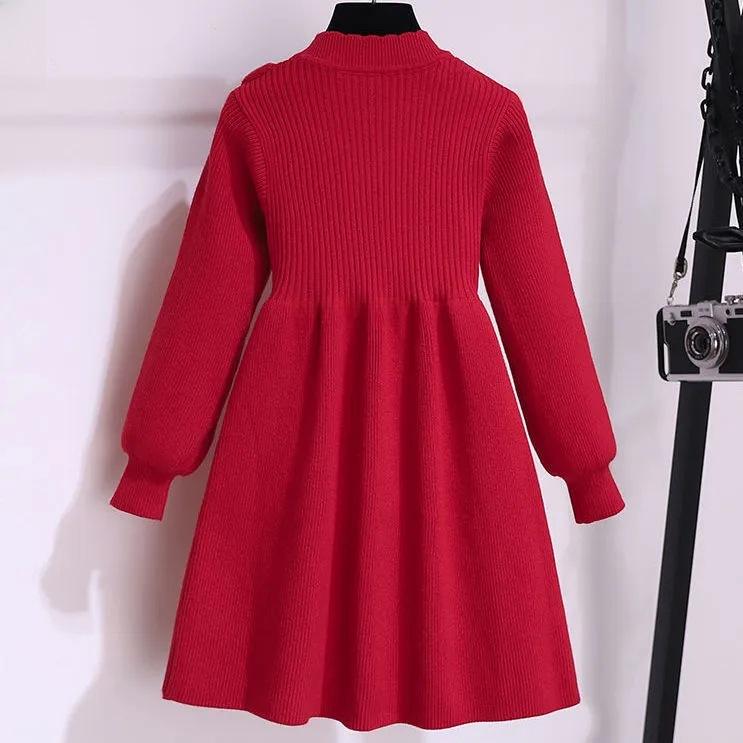 Stylish Long-Sleeve Knitted Princess Dress for Girls - Spring, Autumn, Winter