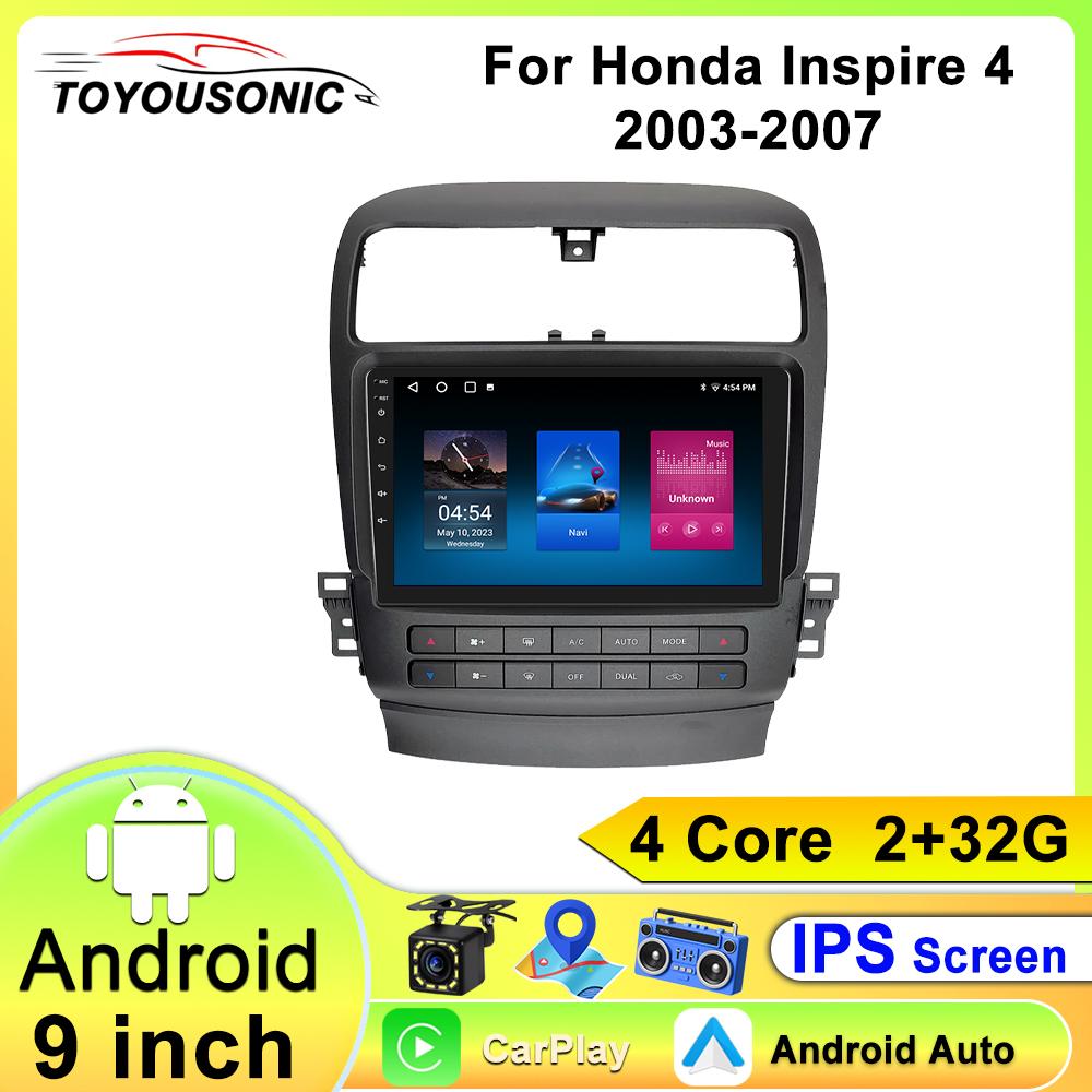 Автомагнитола Toyousonic для Honda Inspire 4 2003-2007 с GPS-навигацией, встроенным DSP, Carplay, автомагнитолой и Android-подключением.