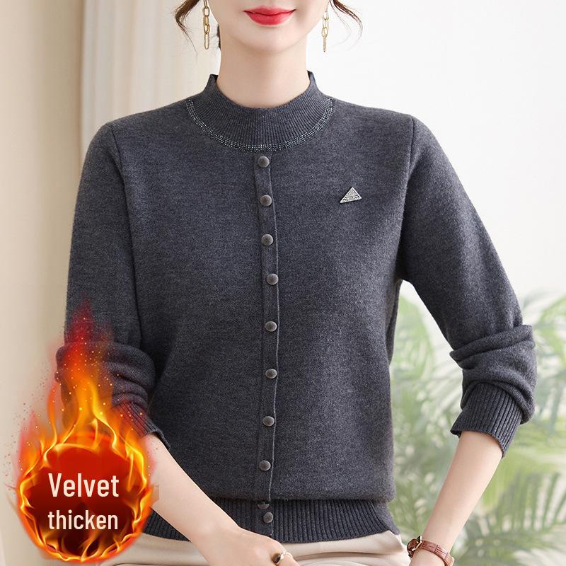 Women's Winter Plus Velvet Knitwear - Stylish Thickened Outfit for 40-60 Years Old
