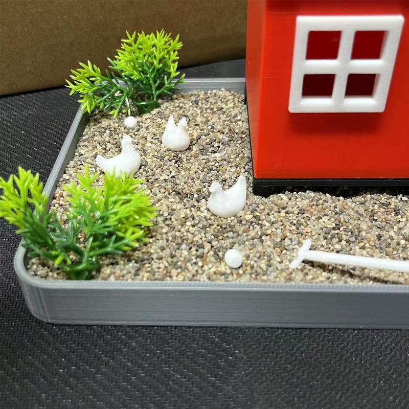Desktop Chicken Zen Garden Sand Tray With House Desk Ornament Decorative Meditation Sand Tray Funny Sand Garden Decoration