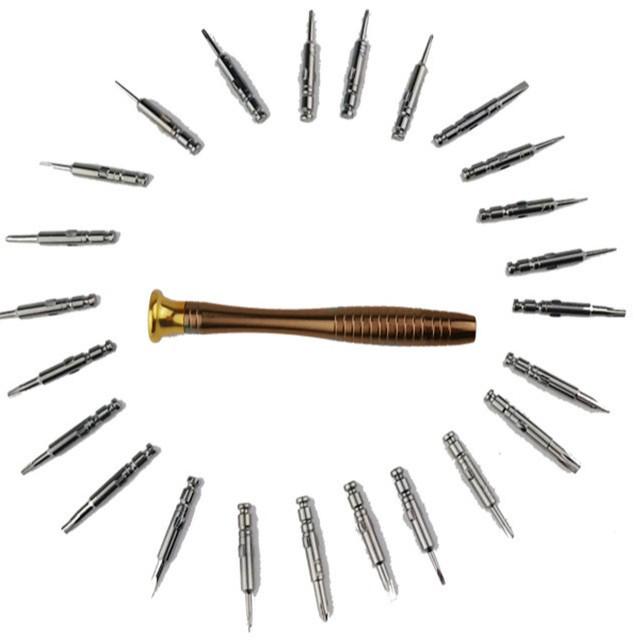 Набор многофункциональных инструментов для ремонта 25-в-1 с кожаным чехлом для очков, телефонов, ноутбуков и часов