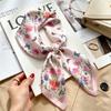 New retro plaid imitation silk small silk scarf women's high-end professional scarf shirt decorative headband tied bag silk scarf