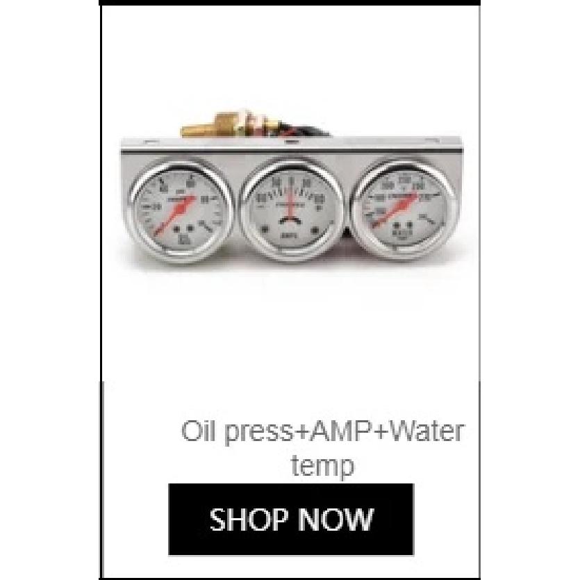 Triple Auto Gauge Set Oil Pressure Water Temp Amp Meter 2" Chrome Panel with White Face TT101324