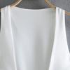 Women Summer Vest Round Neck Sleeveless Backless Smooth Satin Texture Vest Top with Bow Tie Closure Tank Tops