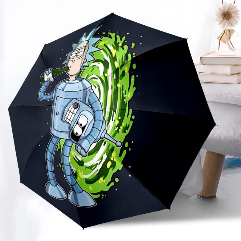 1pc Rick Sanchez Automatic Folding Umbrella - Sturdy 8-Rib Polyester Canopy,Sun-Defying Travel Companion yy251023169