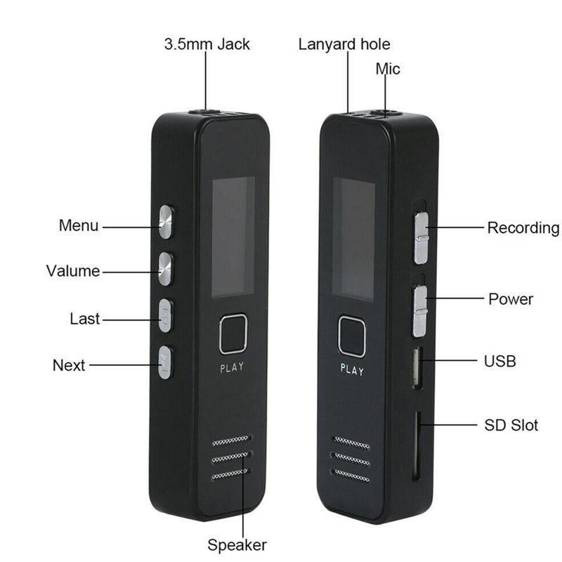 Цифровой диктофон, динамик, 32 ГБ, USB, перезаряжаемый, воспроизведение звука, Mp3-плеер, пульт дистанционного управления с шумоподавлением