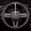 For Mazda 2 3 5 6 CX5 CX7 CX30 CX50 CX60 CX90 CX9 RX8 MX5 BT50 Leather Car Steering Wheel Cover 38cm Interior Accessories