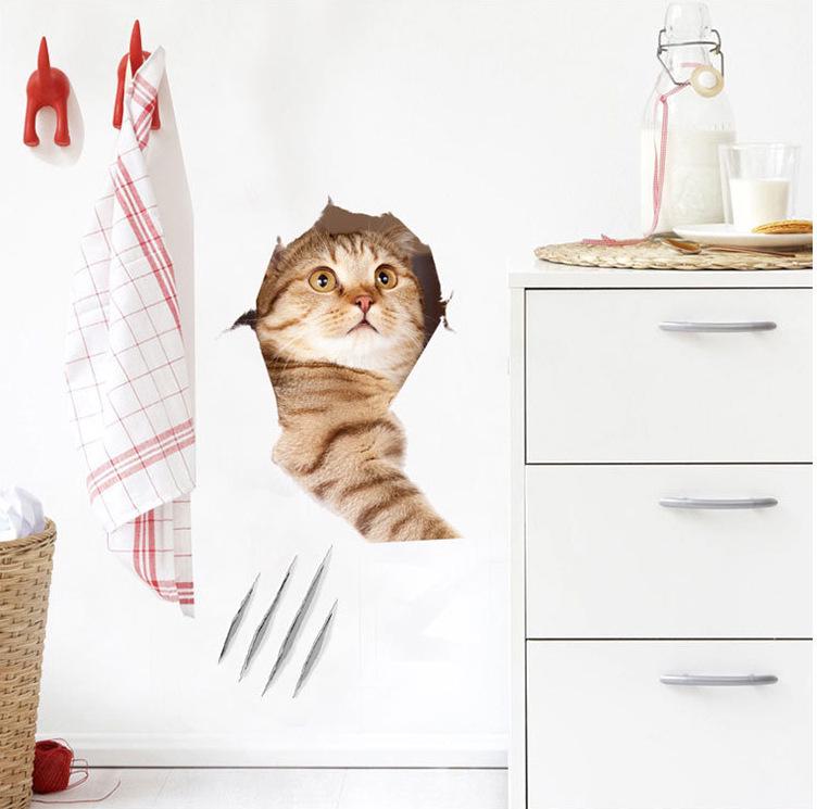 Креативные 3D кошки на стену и случайные наклейки для холодильника, блокнота, туалета - Горячая распродажа