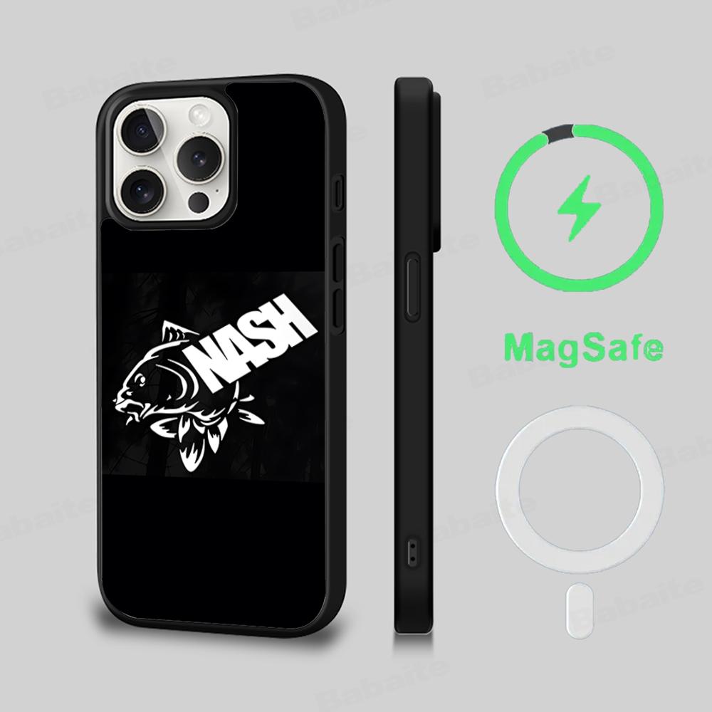 Чехол для телефона с логотипом Nash Fishing, Магнитный чехол для IPhone 16 14 13 12 11 15 Pro Max Plus, Чехол для беспроводной зарядки MagSafe