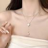Unique Luxury Camellia Double Layer Necklace For Women Girls Sweet Elegant Exquisite Clavicle Chain Jewelry Gifts