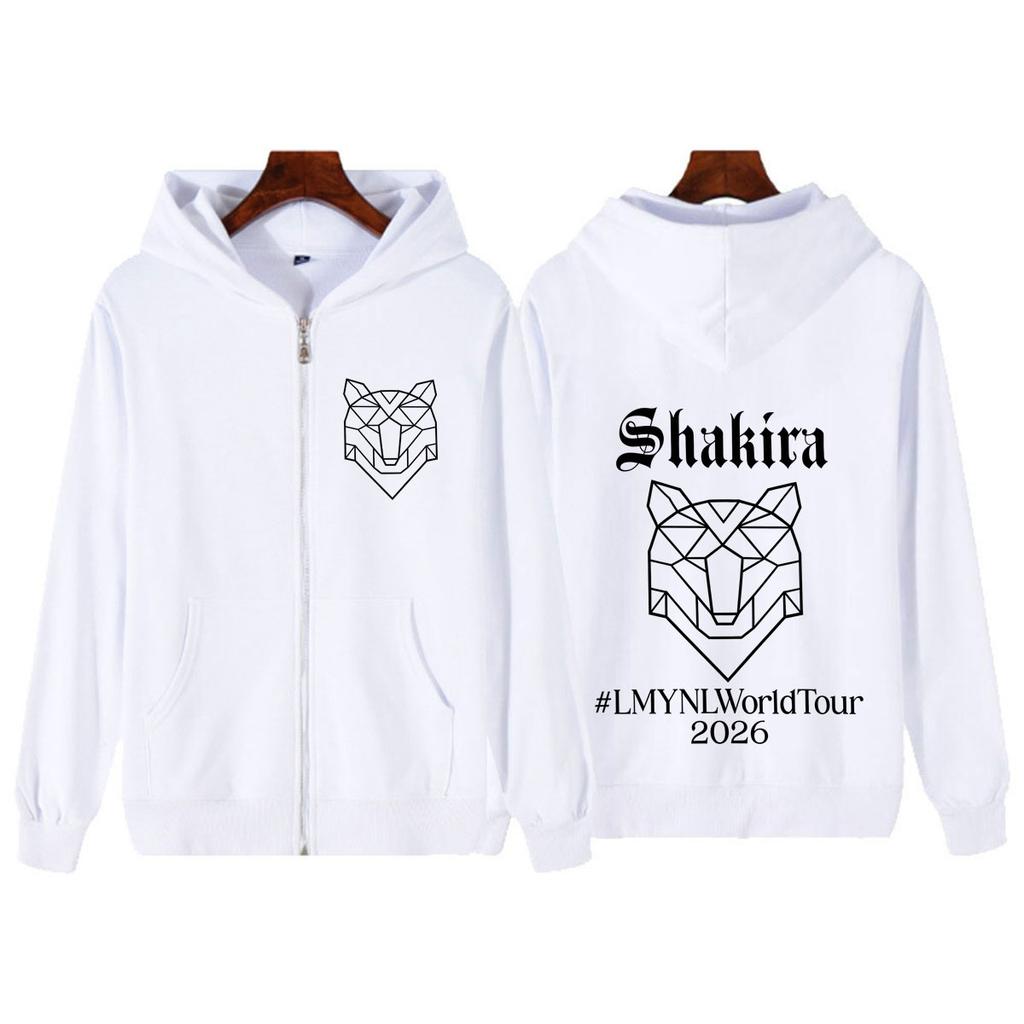 Shakira Las Mujeres Ya No Lloran Album Tour Print Zipper Hoodie Men Women Fashion Long Sleeves Loose Casual Zip Up Jacket