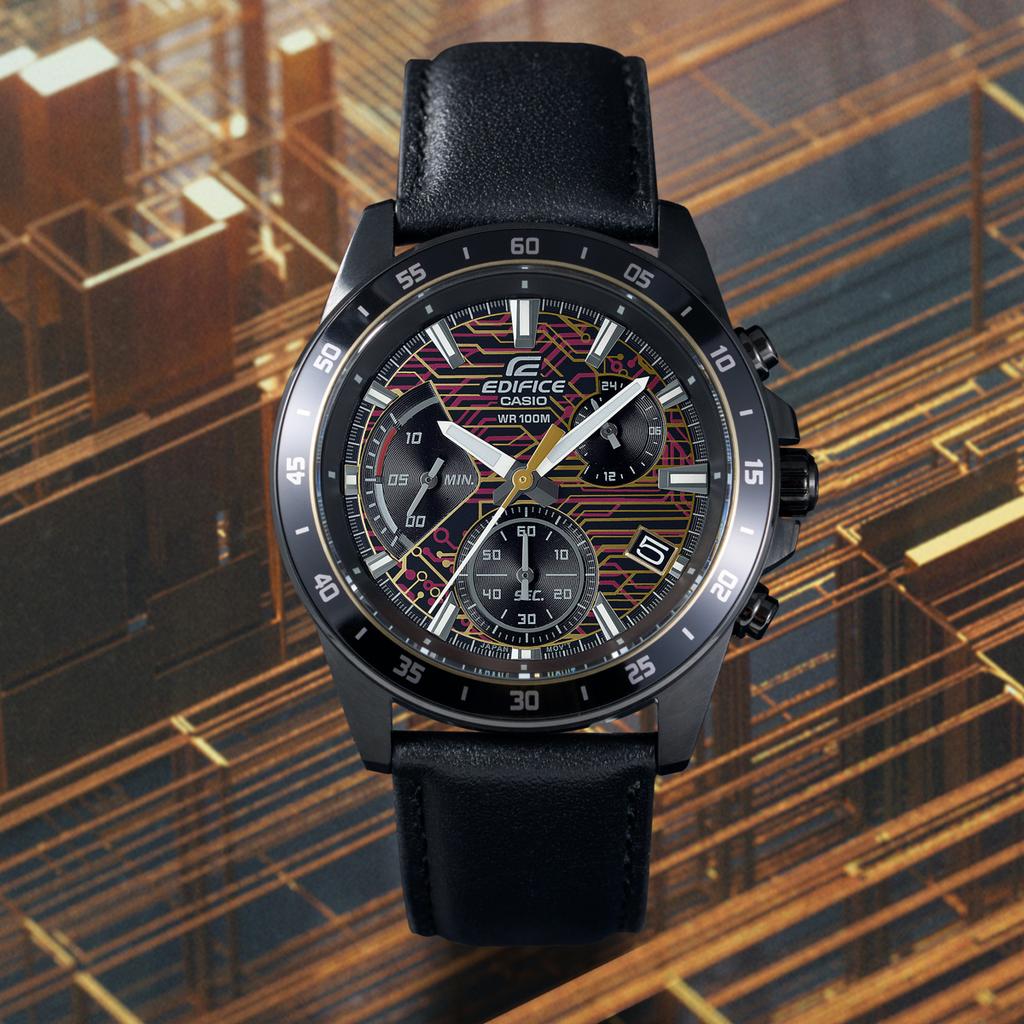 Casio Мужские аналоговые кварцевые часы Edifice из нержавеющей стали, водонепроницаемые 100 м EFV-540CL-1AV