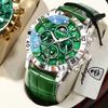 POEDAGAR Top Functional Luxury Man Wristwatch Waterproof Luminous Chronograph Leather Sports Watches For Men Quartz Men's Watch