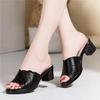 2024 Summer Collection New Women's Diamond Fashion Soft Leather Slippers with Button Closure Low Heel and Anti-Slip Features
