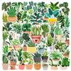 50pcs Green Potted Plants Graffiti Stickers for DIY Waterproof Scrapbook Travel Luggage Water Bottle Phone Laptop Decals