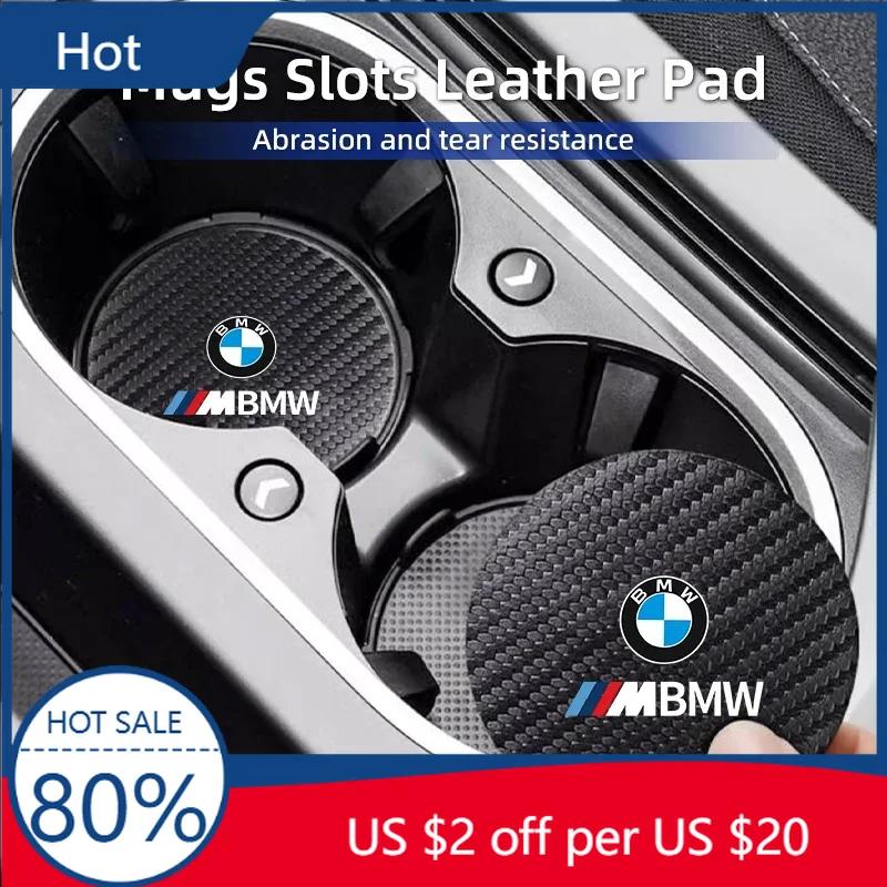 New Car Carbon Leathe Coasters Pads Centre Console Cup Non-Slip Mats For BMW PerCar Carbon Leathe Coasters Pads Centre Co