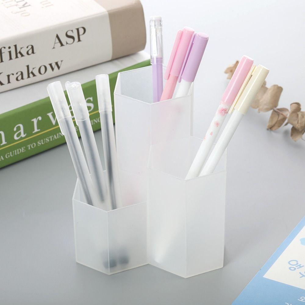 3-Grid Pen Holder Storage Box Desktop Organizer Multifunctional Pencil Case Stationery