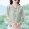 Chiffon Blouse Women Spring Autumn Elegant Stylish Long Sleeve Top for Mothers