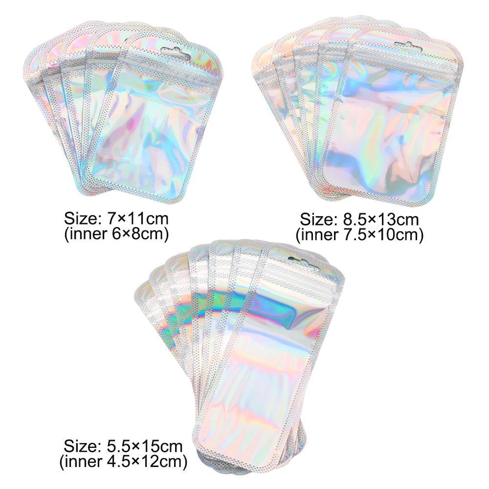 High quality Iridescent Jewelry Display OPP Bags Packaging Bag Zip lock Pouches Self Sealing Bag