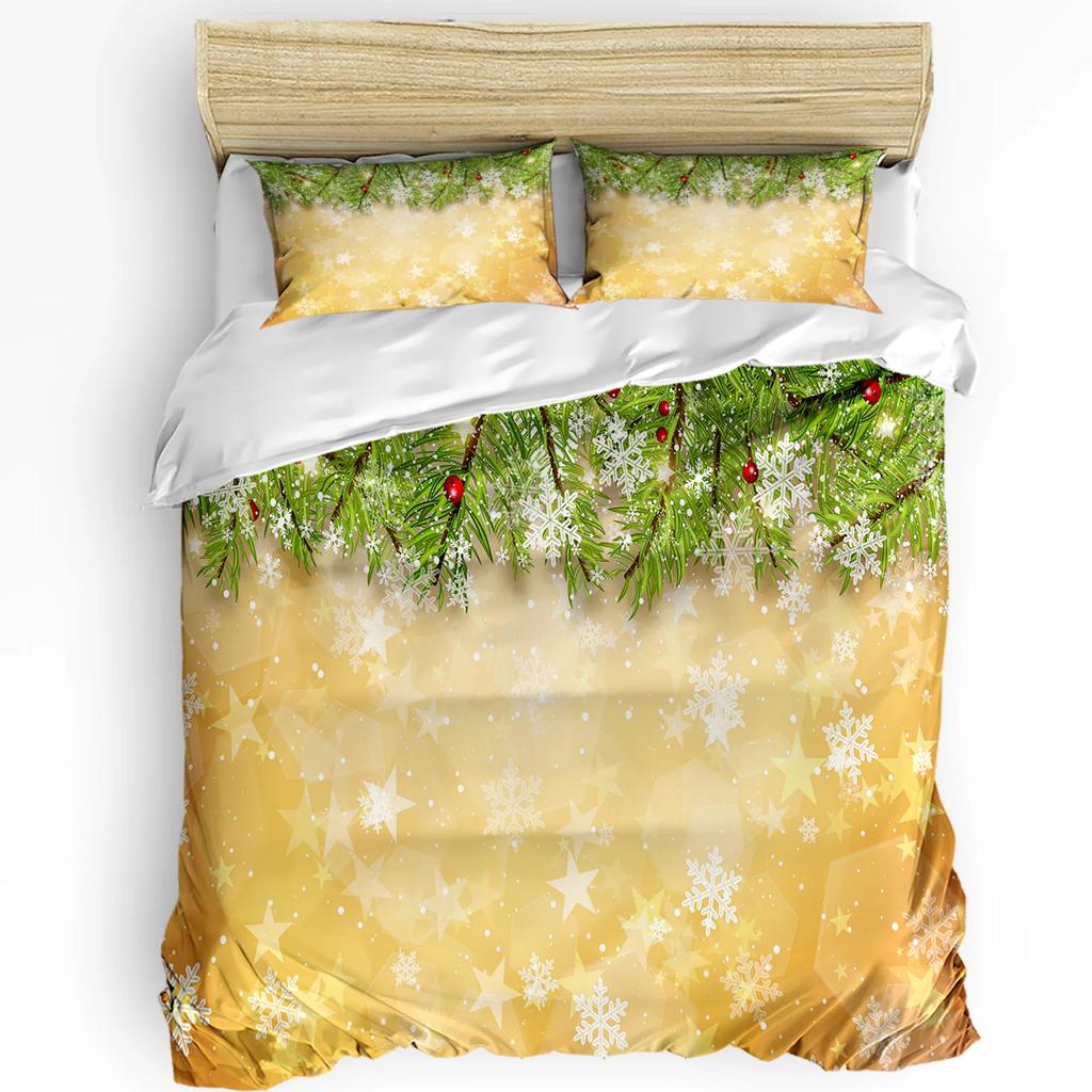 Рождество Зима Снежинка Арбор Лось Пододеяльник Комплект постельного белья Дом Покрывало для одеяла Наволочки Комплект постельного белья для спальни Без простыни