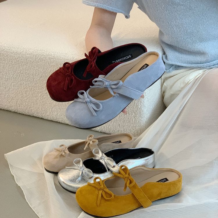 Ретро сумка на платформе, полушлепанцы, женская весенне-летняя уличная обувь, новые французские балетки с бантом Мэри Джейн