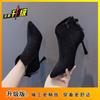 Heel Bow Celebrity High Heels Short Boots Women 2025 New Internet Celebrity Thin Boots Thin Heel Single Boots Martin Boots
