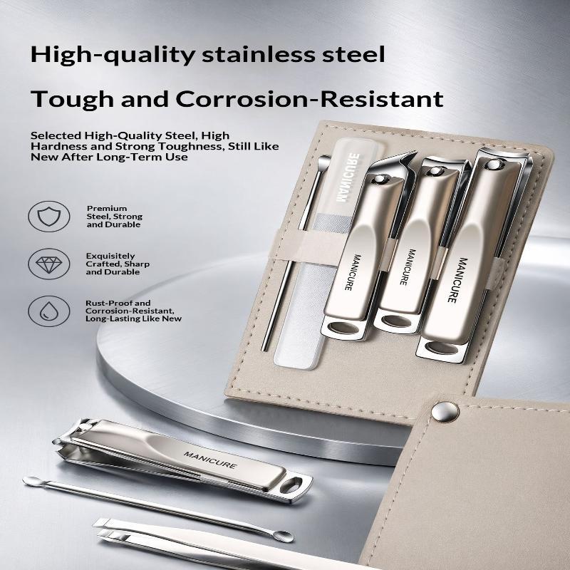 Easy Storage Nail Clippers Set 5/10 PCS Rotating Leather Bag Pro Trimmer for Manicure Pedicure Foot Nail Care