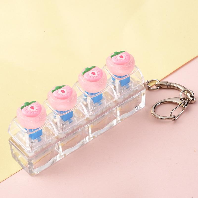 Cute Sticker DIY Button Squeeze Toy Keychain - Stress Relief Pendant