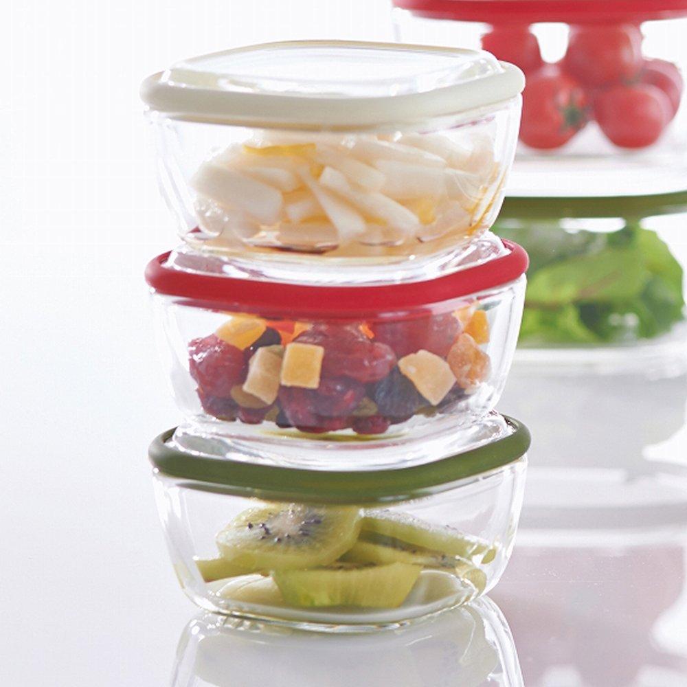 HARIO Square Clear Olive Made in Container, Small, Green, Japan, CWK-S-OG