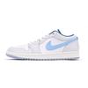 Air Jordan 1 Каштановый Нескользящие Покрытие Амортизация Низкие Винтажные Баскетбольные Кроссовки Мужские Белый Синий FN5214-141(Команда15-)