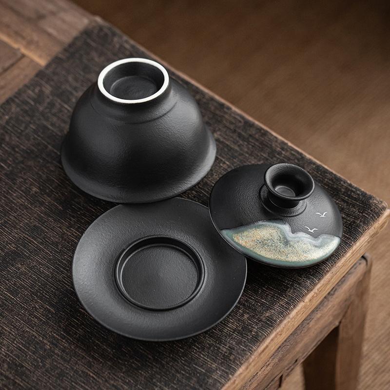 170 мл Керамическая чаша с крышкой Расписанная вручную чаша для подношения чая Чаша для чая в японском стиле