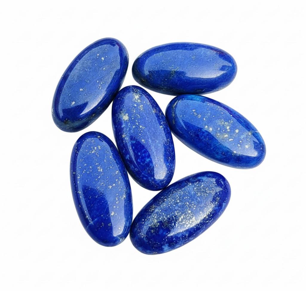 Natural Lapis Lazuli Gemstone Cabochons - Deep Blue Polished Oval Cabs
